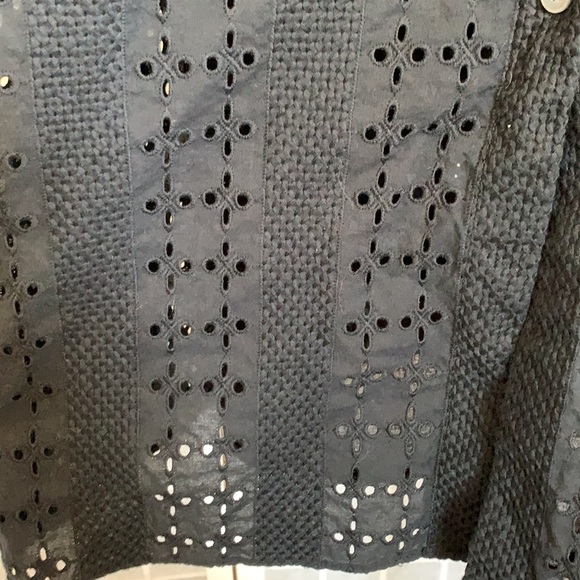 J Crew Black Cotton Eyelet Button Midi Dress Sz 10 - Picture 14 of 15